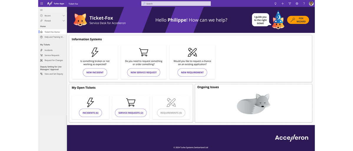 Acceleron Ticket Fox IT Service Management Solution.